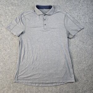 Lululemon Polo Shirt Mens Large Gray Evolution Stretch Performance Short Sleeve